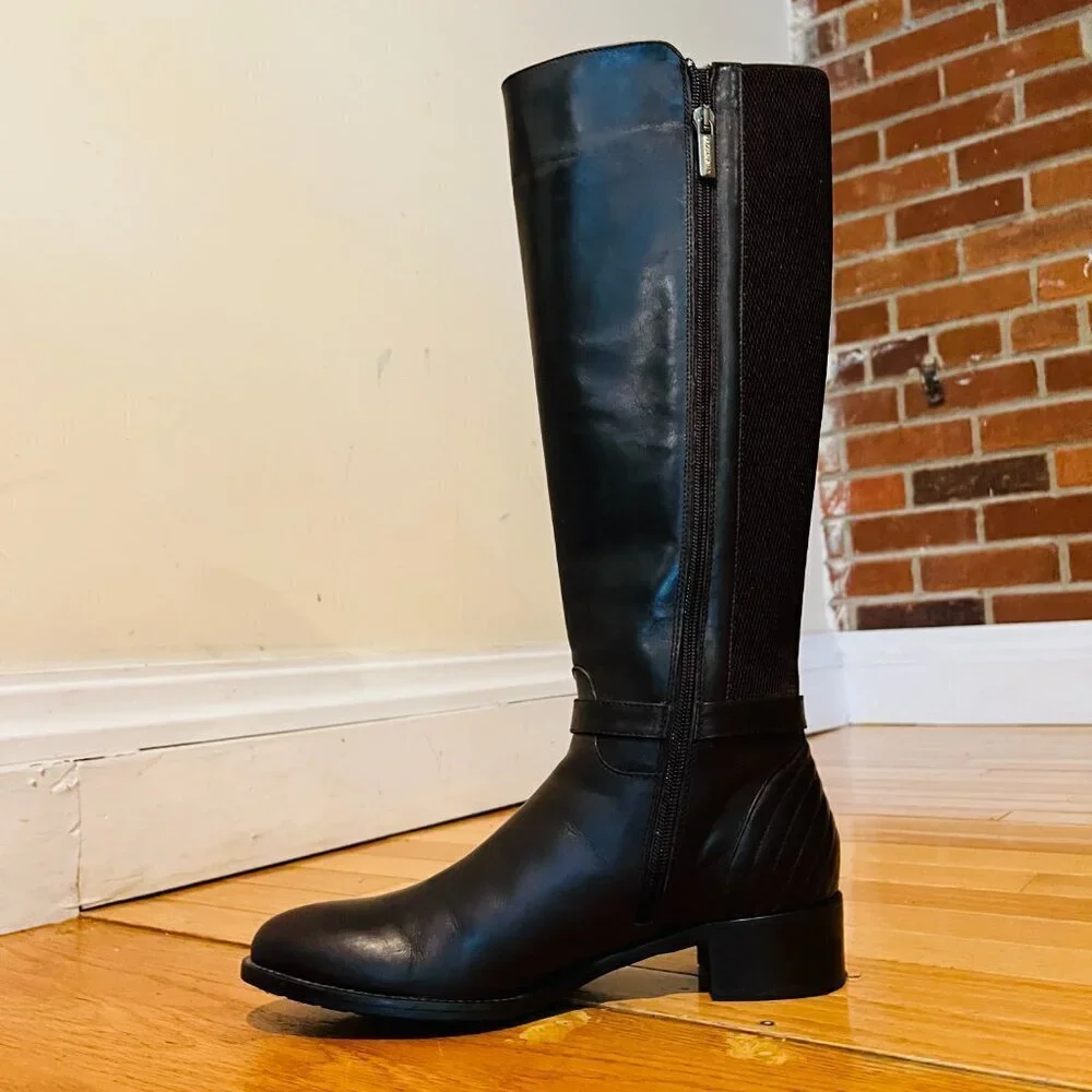 AQUATALIA Women's Brown Leather Knee High Boots 8.5